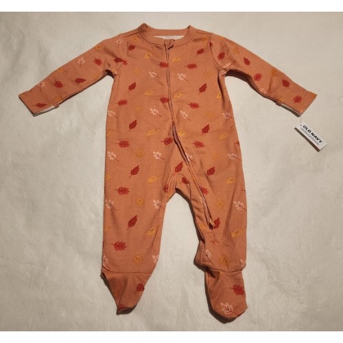 NWT Old Navy Leaf Print One Piece Footed Sleeper Baby Girl Boy Unisex