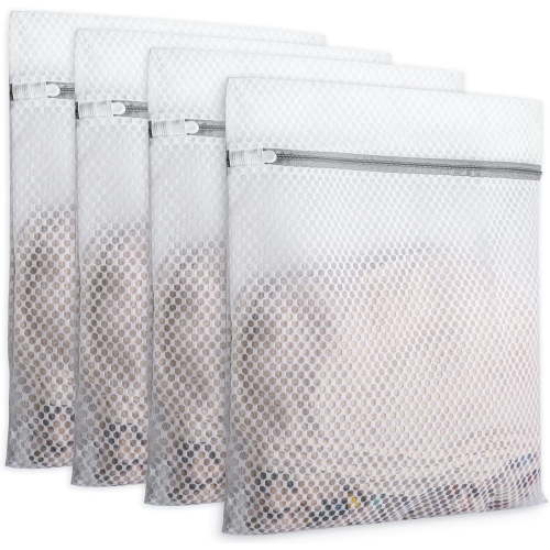 Laundry Bag 4 Pcs Mesh Laundry Bags 12 x 16 Inches Durable Zipper Mesh bag Mesh Wash Bags Lingerie Bags for Washing Delicates Laundry Bags for Traveling Delicates Bag for Washing Machine