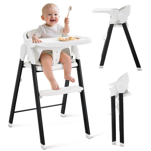 Convertible High Chairs for Babies & Toddlers. 5-in-1 Adjustable High Chair with Removable Tray, Easy to Clean, Portable (Black Brown)