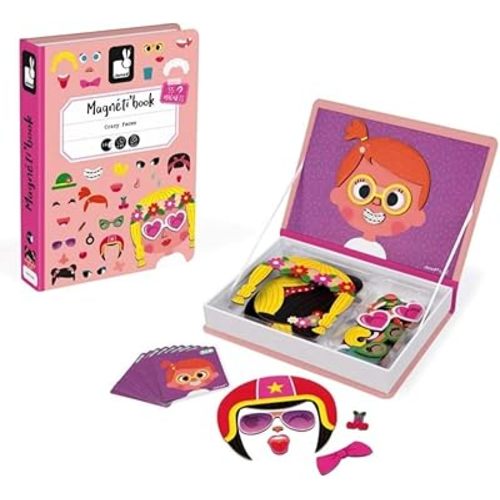 Janod MagnetiBook 66 pc Magnetic Girl Crazy Face Dress Up Game - Ages 3+ J02717