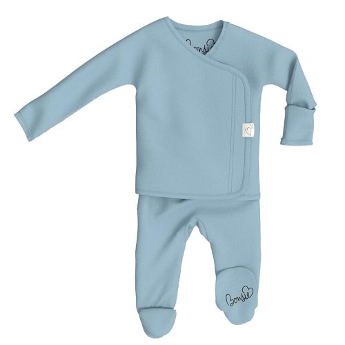 Bonsie Skin to Skin Babywear Footie - Teal Baby Footed One Piece - Ripple