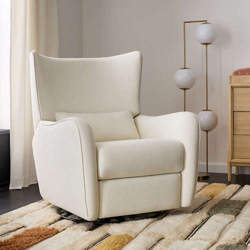 Aurora Cream Nursery Power Recliner Chair with Metal Base