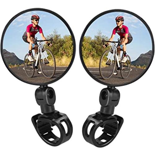 TAGVO Bike Mirror, Bicycle Cycling Rear View Safe Mirrors, Adjustable Rotatable Handlebars Mounted Plastic Convex Mirror for Mountain Road Bikes