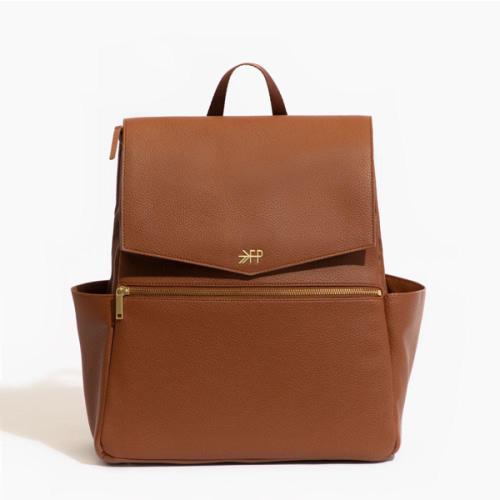 Cognac Classic Diaper Bag II | Brown Vegan Leather Diaper Bag – Freshly Picked