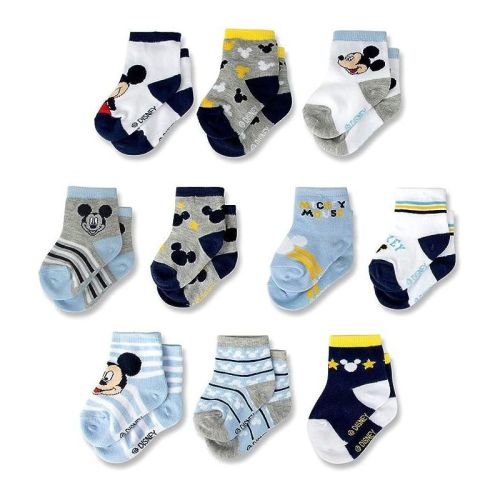Mickey Mouse Baby Boy's 10-pack Infant Socks, 6-12 Months (blue)