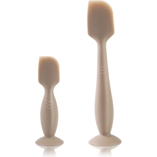 Diaper Cream Spatula, 2 Pack Butt Spatula Baby, Full-Size + Mini Silicone Diaper Cream Applicator for Babies, Newborn Baby Necessities (Brown)