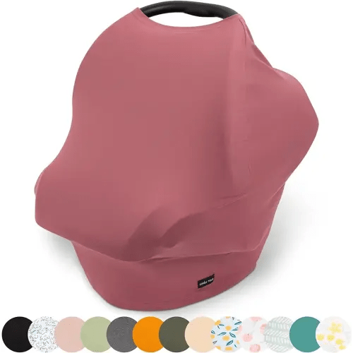 Breathable Nursing Cover Up and Car Seat Cover for Babies Simka Rose - Breastfeeding Cover for Baby Boy & Girl - Adjustable Stretchy Infant Carseat Canopy Carrier Cover for Summer - Must Have Registry