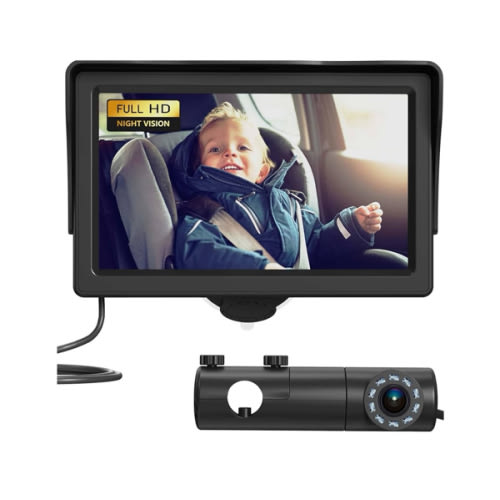 GROWNSY Baby Car Camera, HD Display Baby Car Mirror with Night Vision Feature, 4.3 inch Baby Car Camera with Monitor Wide Clear View, Backseat Camera Rear Facing to Observe Baby’s Every Move
