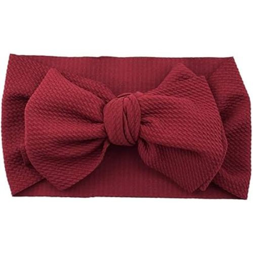 Baby Girl's 8'' Soft Big Bow knot Nylon Headband Toddler Hairband for Photography Travle Party Festivals (Burgundy)