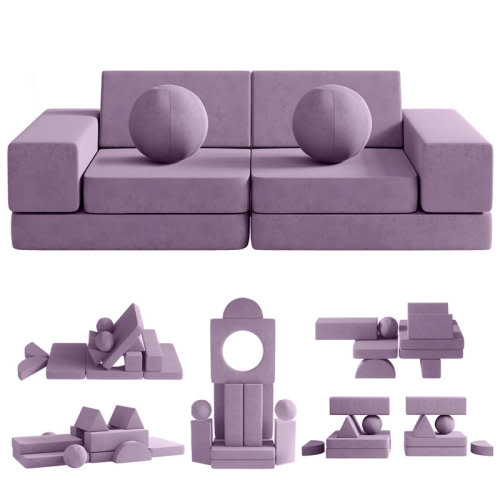 Isabelle & Max™ Kids Couch, 12PCS Fold Out Toddler Couch with 2 Balls and Tunnel, Modular Kids Couch for Playroom & Reviews | Wayfair