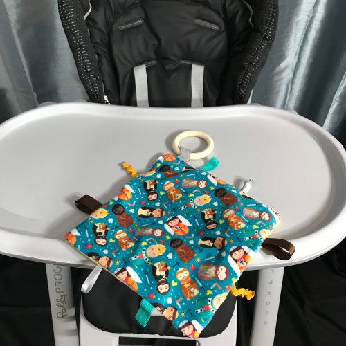 Male Saints Minky Crinkle Toy, Sensory Toy, Baby Lovey, First Soft Toy, Baby Gift
