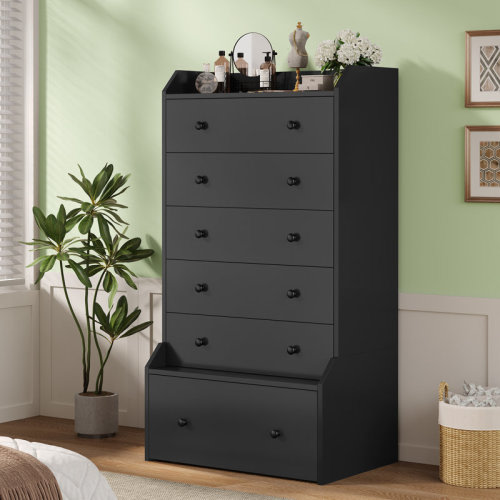 Ebern Designs Tall 6 Drawer Dresser, 55.1" Modern Chest Of Drawers For Bedroom,Closet Dressers With Drawers Vertical Dresser For Living Room, Entryway, Hallway | Wayfair