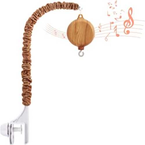 Crib Mobile Arm with Music Box - Imitation Wood - 23 Inch Mobile Arm for Crib - Crib Mobile Motor Battery Operated - Volume Control - 35 Lullabies - Crib Toys Attachments - Holder for DIY Clamp Mobile