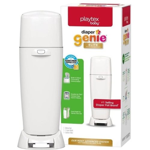 Diaper Genie Elite Diaper Pail - White  | Snuggle Bugz