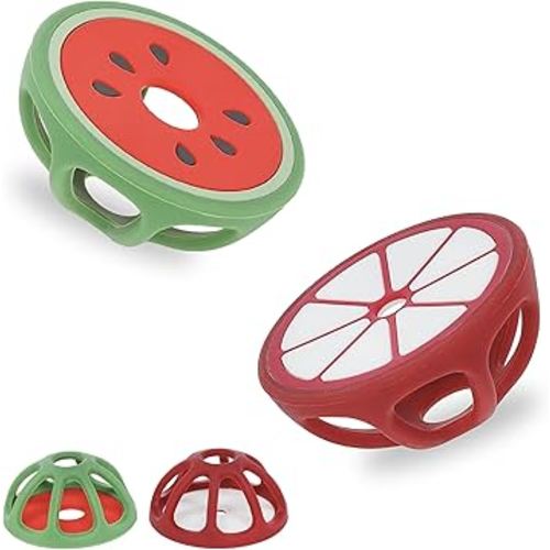 Mangosteen and Watermelon Silicone Teethers Baby Teething Toys, Newborn Essentials Must Haves, Easy-to-Hold Design Teething Ball Baby Essentials, BPA-Free