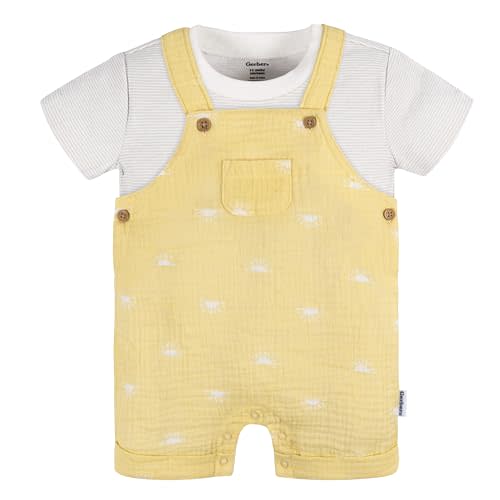 Gerber Baby Gauze Overall Romper and T-Shirt Set