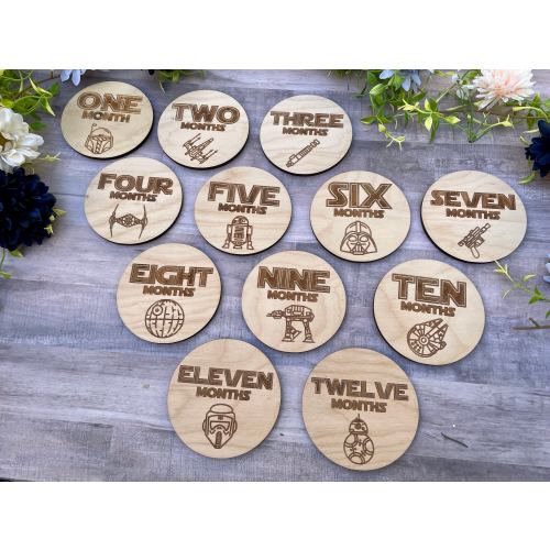 Star Wars inspired baby monthly milestone markers/ baby shower gift/ month photos