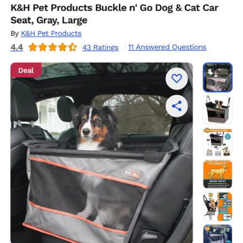 K&H PET PRODUCTS Buckle n' Go Dog & Cat Car Seat, Gray, Large - Chewy.com