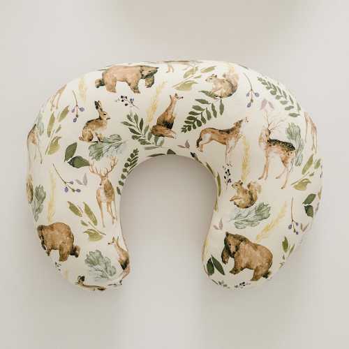 Nurse pillow cover breastfeeding Pillow Cover for Boys and Girls baby shower gift Neutral Baby Support U Shaped Pillow Woodland (Wildlife)