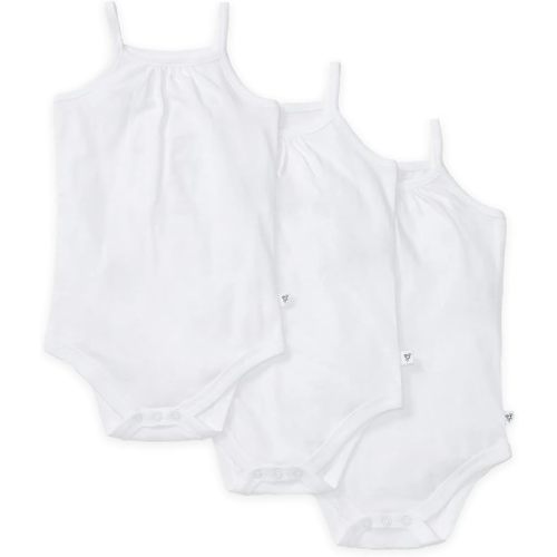 Burt's Bees Baby Girls' One-Piece Organic Cotton Camisole Bodysuits, 3-Pack