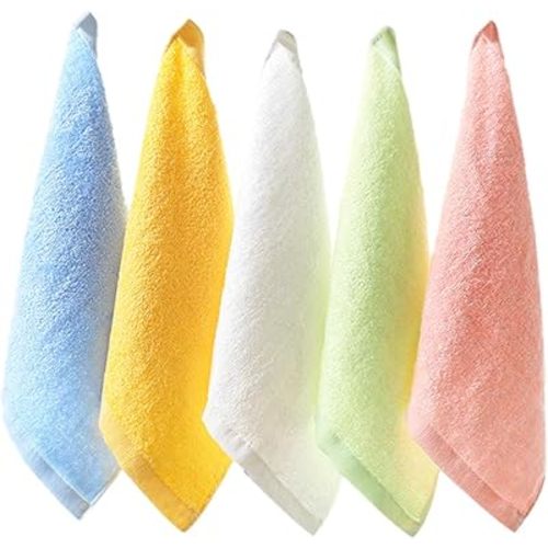 Tosnail 20 Pack 10" x 10" Ultra Soft Bamboo Fiber Baby Bath Washcloths and Towels - Assorted 5 Colors