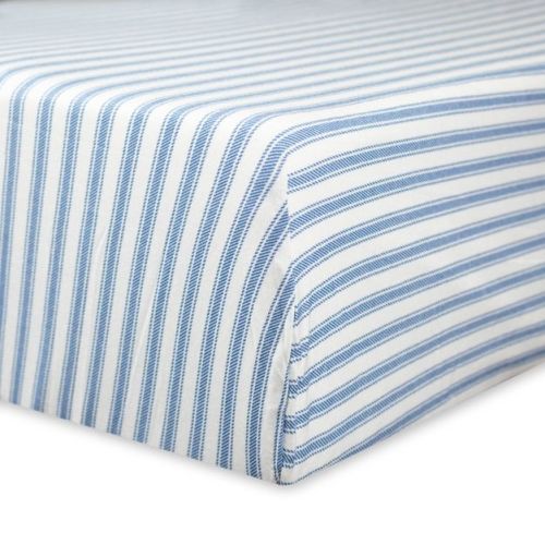 Honest Baby Organic Cotton Fitted Crib Sheet - Blue Ticking Stripe