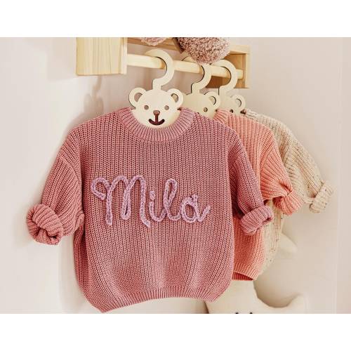 Custom Baby Sweater Embroidered, Knit Sweater Toddler, Personalized Baby Clothes, Baby Shower Gifts, Gift for Newborn, 1st Birthday Gift
