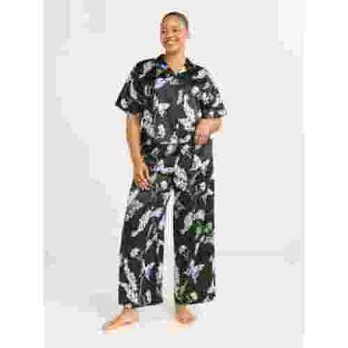 Joyspun Women’s Stretch Satin Top and Pants Pajama Set, Sizes S-3X