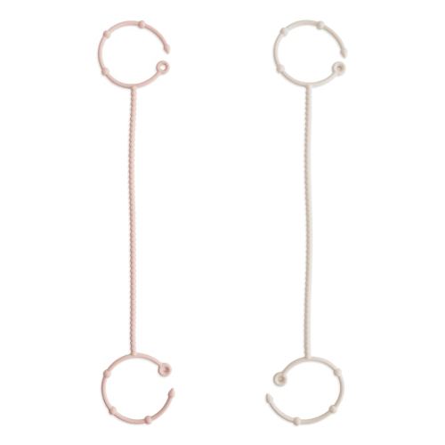 mushie Adjustable Silicone Toy Straps 2-Pack | Baby Accessories Holder for Travel, Stroller, High Chair (Blush/Shifting Sand)