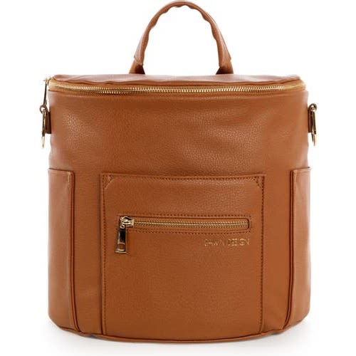 FAWN DESIGN The Mini Convertible Water Resistant Faux Leather Diaper Bag, Brown