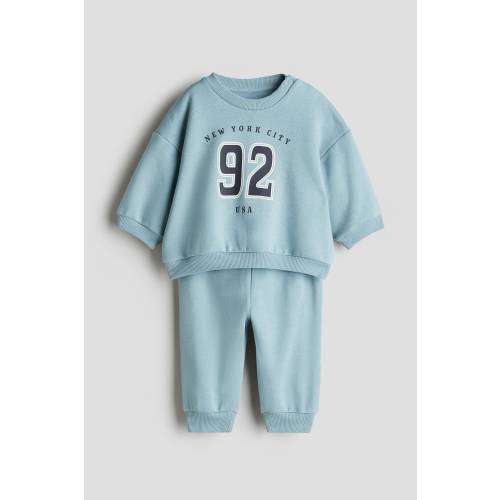 2-PIECE PRINTED BRUSHED-INSIDE SWEATSHIRT SET