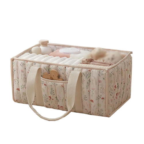 Quilted Baby Caddy for Nursery Storage in Bedroom with Floral Design Home Textile Storage Solution