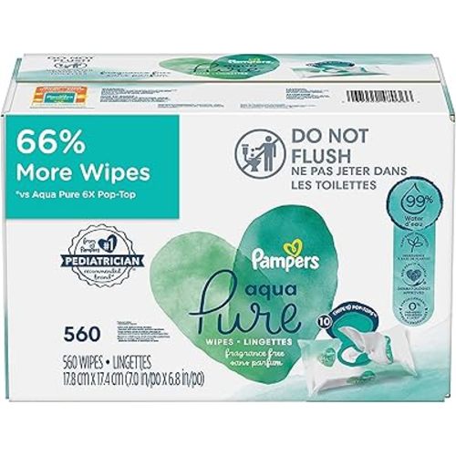 pampers aqua pure baby wipes 560 ct OLD