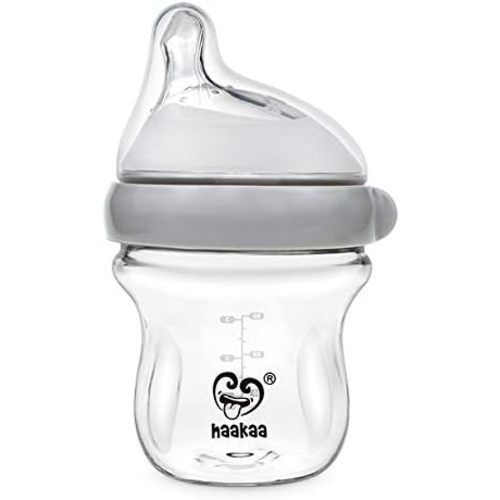 Haakaa Generation 3 Glass Baby Bottle 4 oz/120 ml, 1 PK (Grey)