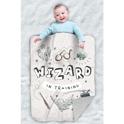 Harry Potter Wizard in Training Sherpa Baby Blanket, Warm Soft Cozy, Unisex for Infants Girls & Boys 30"X40"