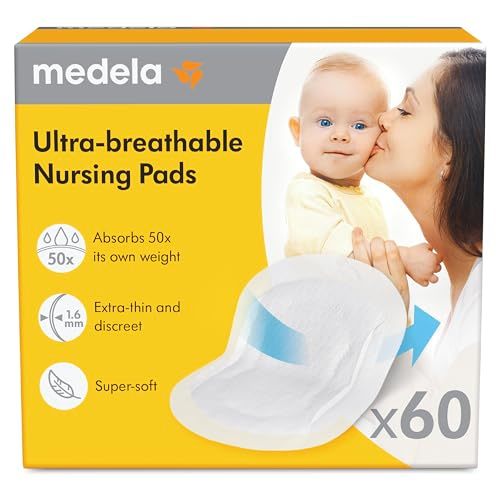 Medela Ultra-Breathable Disposable Nursing Pads 60 Count, New and Improved, Highly Absorbent, Breathable and Discreet for Comfortable Wear