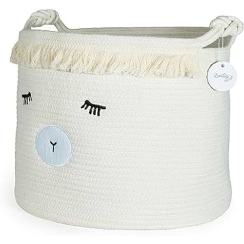 Woven Baby Basket for Nursery - Cute Lamb Baby Laundry Basket for Blankets, Stuffed Animal Toy Basket Storage with Handles, Large Decorative Baby Hamper Basket for Organizing Baby Shower
