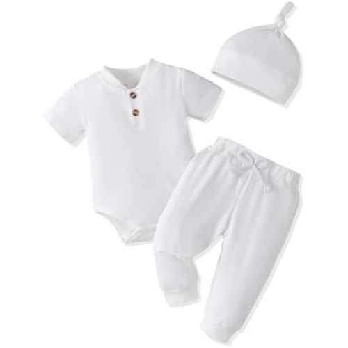 NZRVAWS Newborn Baby Boy Clothes Ribbed Knitted Romper Pants Color Block Infant Outfits Hat Clothing Set 0 3 6 9 12 Months