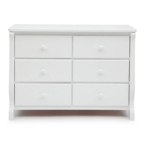 Delta Children Universal 6 Drawer Dresser with Interlocking Drawer, Color: White