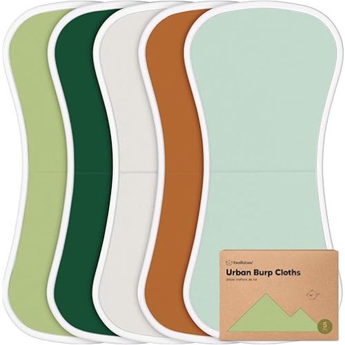 Organic Burp Cloths for Baby Boys and Girls - 5-Pack Super Absorbent Burping Cloth, Burp Clothes, Soft & Plush, Newborn Milk Spit Up Rags, Burpy Cloth Bib for Unisex, Burping Rags (Hunter)