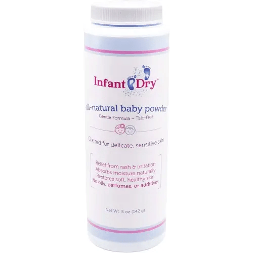 Infant Dry All Natural Baby Powder 5oz - Gentle Formula Talc Free, All Natural and Unscented Dusting Powder for Sensitive Baby Skin