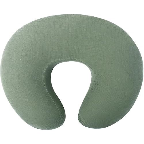 Owlowla Muslin Nursing Pillow Cover,Soft Cotton Nursing Cover Fits Breastfeeding Pillow for Baby Boy Girl(Olive)