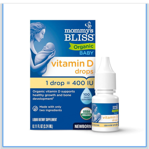 Mommy’s Bliss Organic Vitamin D Drops - Infants and Newborns - Supports Growth and Bone Development - Easy Use - 400 IU Per Drop - 100 Daily Servings