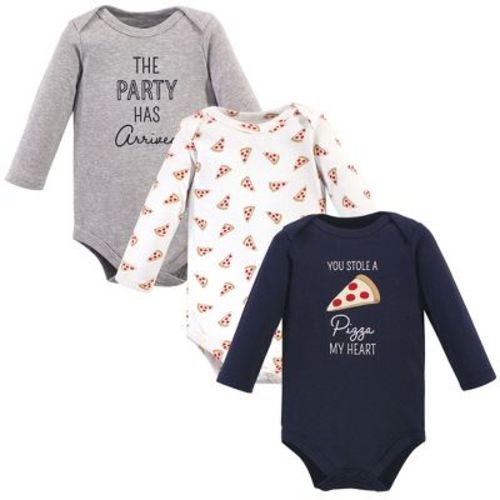 Hudson Baby Infant Boy Cotton Long-sleeve Bodysuits, Pizza, 9-12 Months