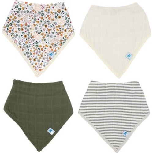 4-Pack Fleece & Cotton Muslin Bandana Bib