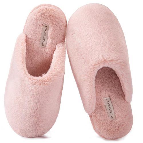 Snug Leaves Women's Fuzzy Scuff Slippers Soft Comfy Memory Foam Non-slip Indoor House Shoes