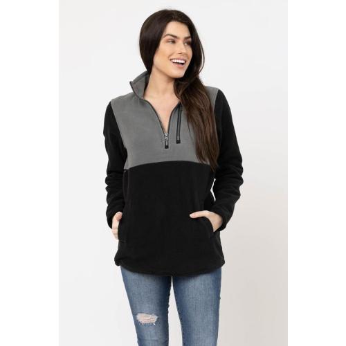 Fleece Nursing Jacket Coat for Breastfeeding- Black