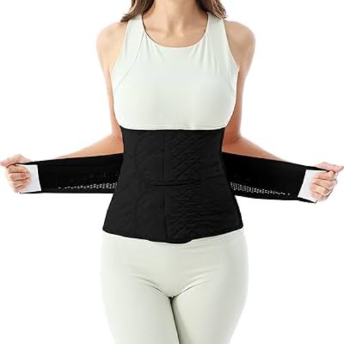 Allaugh Postpartum Belly Band for Women: Abdominal Binder Post Surgery, C Section Waist Trainer, Adjustable Support for After Birth Back Pain & Weak Core, Breathable Belly Wrap, Easy Put On Take Off