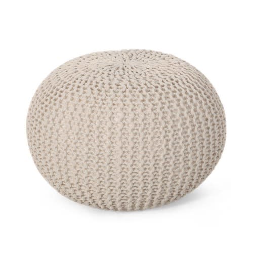 Wilshire Beige Round Knit Pouf