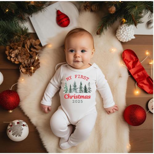 My First Christmas Outfit for Girl or Boy, Newborn Christmas Pajamas, Baby Boy First Christmas Outfit Personalized, My first Christmas